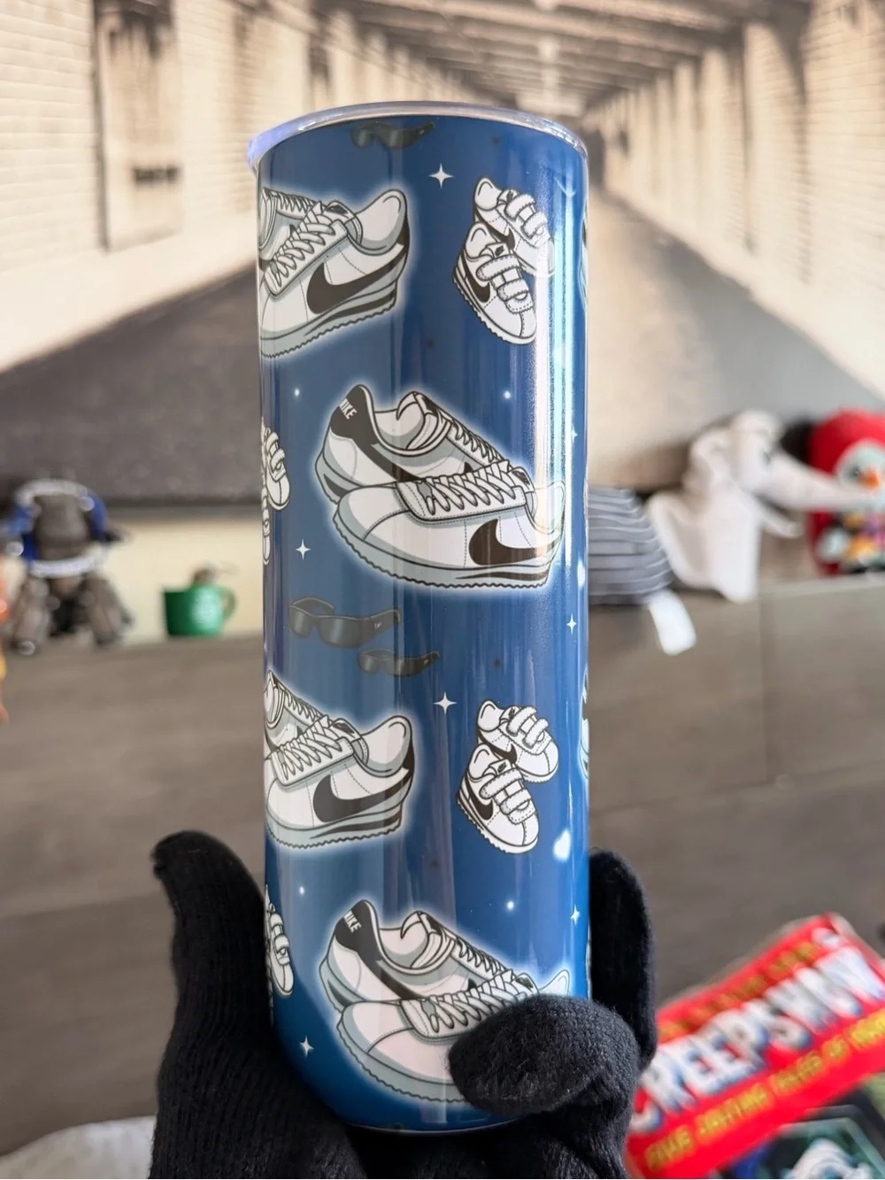 Kids Shoes Stainless Steel Tumbler - Blue Sneaker Print